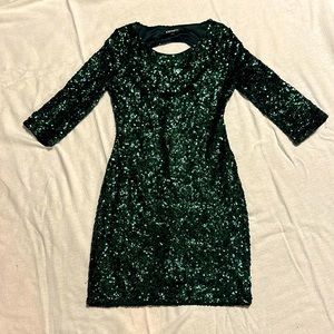 Express emerald green sequined cocktails dress, size 0
